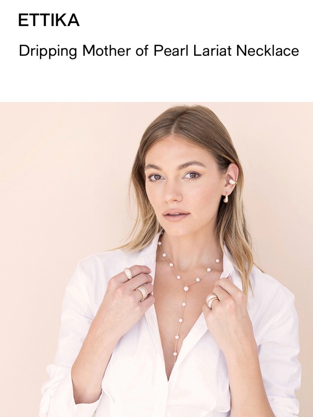 ETTIKA Dripping Mother of Pearl Lariat Necklace